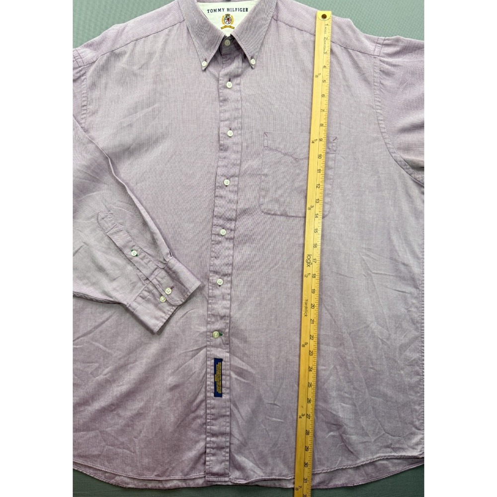 Vintage Tommy Hilfiger Crest Oxford Shirt Purple Long Sleeve Men's 17.5 34/35 XL - Picture 6 of 12